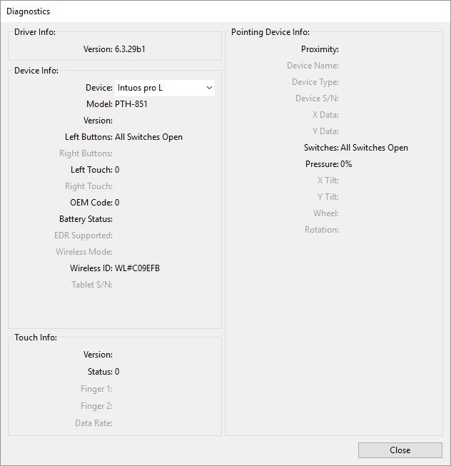 Diagnostics window