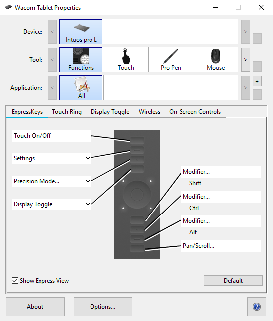 wacom intuos 3 suggested express key mapping for zbrush